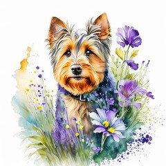 yorkshire terrier with flowers
