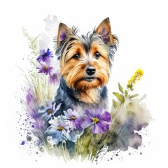 yorkshire terrier with flowers