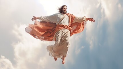 Jesus opening the skyes, receiving blessings from god