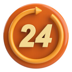 24 hours service icon. 3D illustration.