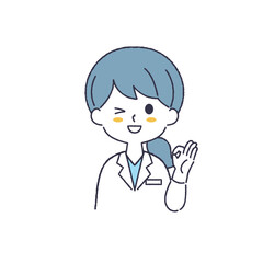 シンプルな白衣を着た女性のイラスト