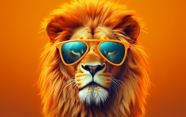 Sunglasses-Clad Cartoon Lion in a Sunny Setting. Generative AI