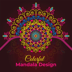 Colorful Mandala Design With Floral Shapes .