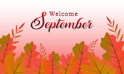 hello september vector illustration. suitable for card, banner, or poster