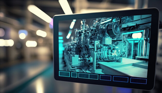 Digital display. Industry 4.0 contemporary factory concept. generative AI	
