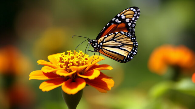 Monarch butterfly on flower Generative AI