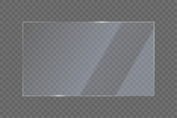 Transparent shiny glass plate vector illustration on a transparent background