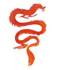 Red chinese dragon isolated on white