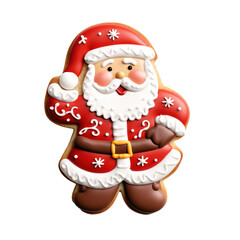Watercolor gingerbread santa cookie Clipart isolated on Transparent Background.