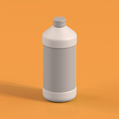 Monochrome Bottle on Orange Background, 3d Rendering