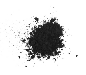 Charcoal powder on transparent png. Top view