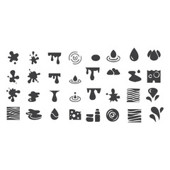 Fototapeta na wymiar Water icon collection. Thin line set of drop, wave, rain symbol.Water drops icon set. Editable vector pack of water line icons. A drop of water. Glass, magnifier, washing hands, shower. 