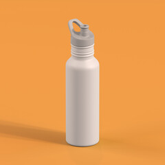 Monochrome Bottle on Orange Background, 3d Rendering