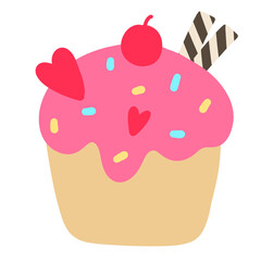 Pink sweet cupcake