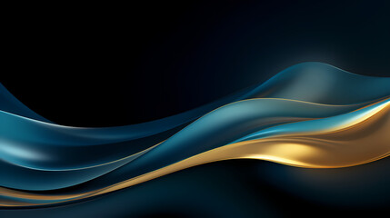 Obraz premium Abstract dark blue gold curve shapes background. luxury wave. Smooth and clean subtle texture creative design. Suit for poster, brochure, presentation, website, flyer. vector abstract design element