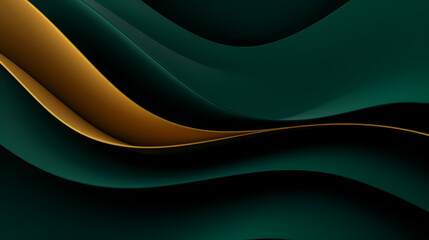 Obraz na płótnie Canvas Abstract dark green gold curve shapes background. luxury wave. Smooth and clean subtle texture creative design. Suit for poster, brochure, presentation, website, flyer. vector abstract design element