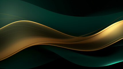 Abstract dark green gold curve shapes background. luxury wave. Smooth and clean subtle texture creative design. Suit for poster, brochure, presentation, website, flyer. vector abstract design element