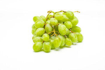 Green Grapes Isolated. Realistic Green Grapes on a White Background.