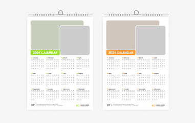 2024 One page wall calendar design template, modern 12 months one page calendar	