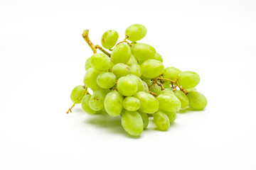 Green Grapes Isolated. Realistic Green Grapes on a White Background.