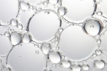 Close-up of white transparent drops liquid bubbles molecules © Denis