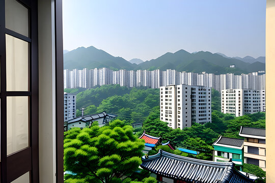 Draw a Korean apartment landscape.
Generative AI