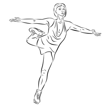 illustration of a woman figure skater , vector drawing