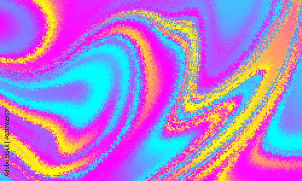 Poster Pixilated psychedelic background. Moire overlapping effect. Vector image.