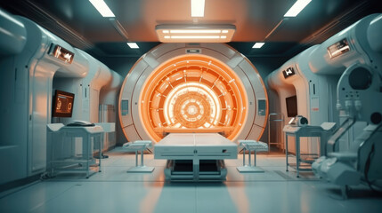 High-tech modern CT scan room in the modern hospital