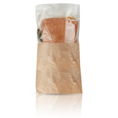 Burger buns in a plastic bag cut out isolated transparent background