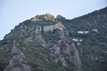 Fototapeta na wymiar The Holy Cell of Saint George Kartsonaion - Skete St Annas is a cell built on Mount Athos 