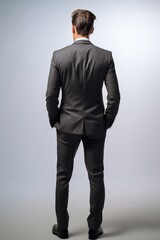 Professional Stance, Man in Business Suit with Back Turned, White Background, generative ai