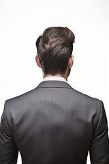 Professional Stance, Man in Business Suit with Back Turned, White Background, generative ai