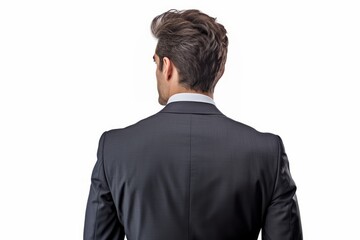 Professional Stance, Man in Business Suit with Back Turned, White Background, generative ai