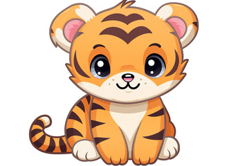 Fototapeta premium kawaii tigers sticker image, in the style of kawaii art, meme art isolated PNG