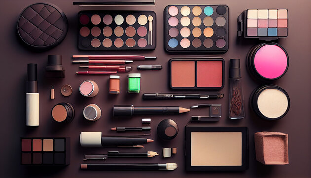 professional make-up products. Beauty industry accessories. Ai generated image 