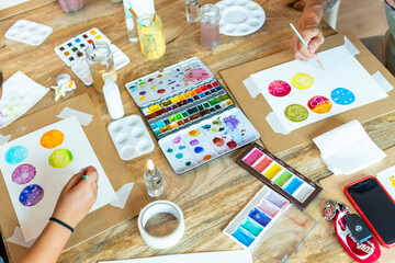 Watercolor Workshop. Group Watercolor Therapy: Women Finding Relaxation and Inspiration in Art
