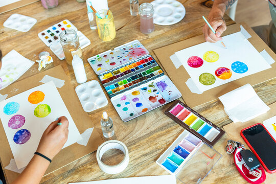 Watercolor Workshop. Group Watercolor Therapy: Women Finding Relaxation and Inspiration in Art