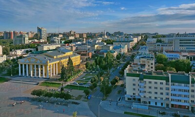 Obraz premium Russia, Republic of Chuvashia, Cheboksary, August 2021: view of the Red Square and the Drama Theater