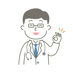 doctor, man, medical care, hospital, ok, good, advice, simple, simple substance, human, illustration, vector, smile