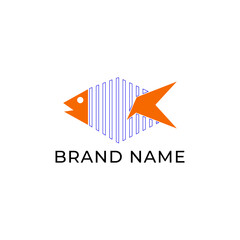 ILLUSTRATION ABSTRACT SIMPLE FISH WITH LINE LOGO ICON MINIMALIST TEMPLATE DESIGN VECTOR