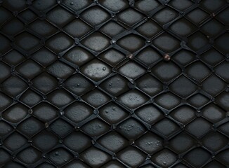 Seamless Metal Floor Plate With Diamond Pattern.Black metal background or black steel surface. SEAMLESS PATTERN. Created with Generative AI technology.