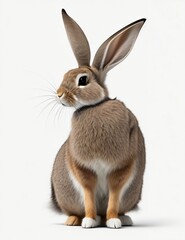 Obraz premium Majestic Jacklope Rabbit on White Background - Generative AI