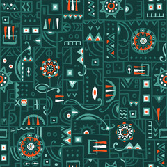 Hand drawn abstract seamless pattern, ethnic background, simple style - great for textiles, banners, wallpapers, wrapping - vector design