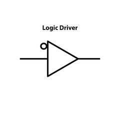 Logic driver. electronic symbol. Illustration of basic circuit symbols. Electrical symbols, study content of physics students.  electrical circuits. outline drawing.