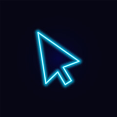 Abstract neon cursor, blue light for signage design