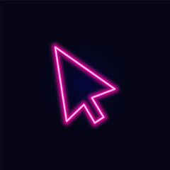 Abstract neon cursor, pink light for signage design