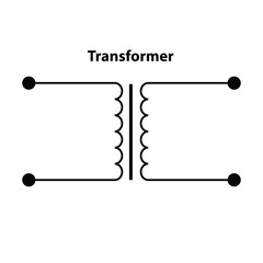Transformer. electronic symbol. Illustration of basic circuit symbols. Electrical symbols, study content of physics students.  electrical circuits. outline drawing.