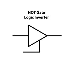 Logic gate not inverter. electronic symbol. Illustration of basic circuit symbols. Electrical symbols, study content of physics students.  electrical circuits.