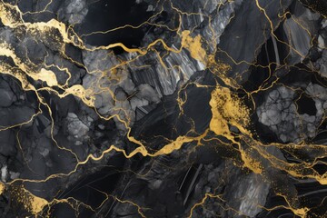 Luxury black and metallic gold marble background